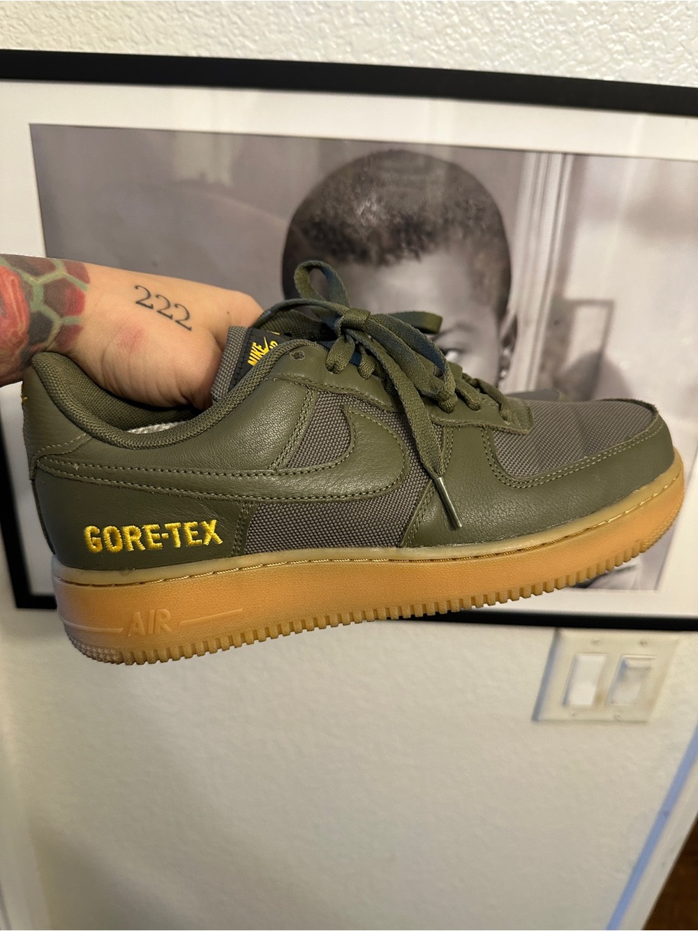 Nike Olive Green GORE-TEX Men’s Low-Top Sneakers with Gum Sole